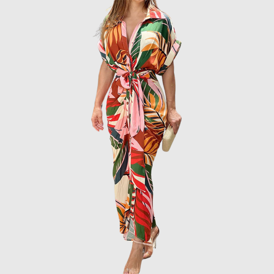 Leona | Summer Dress with Tropical Print