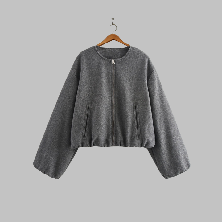 Chic Long Sleeve Zipper Crop Top Jacket