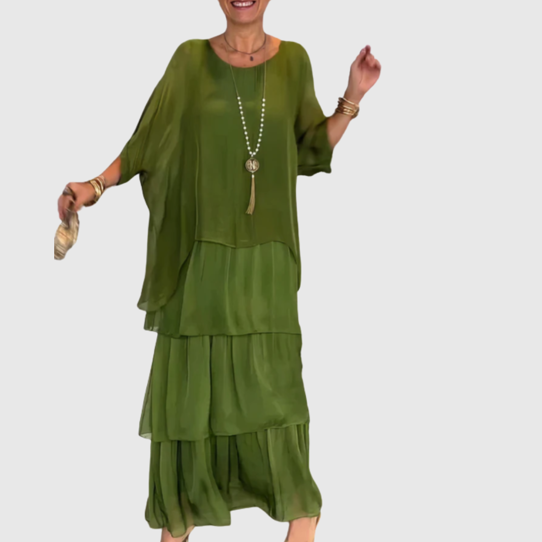 Caroline | Elegantes Maxi-Kleid mit weitem Rundhalsausschnitt