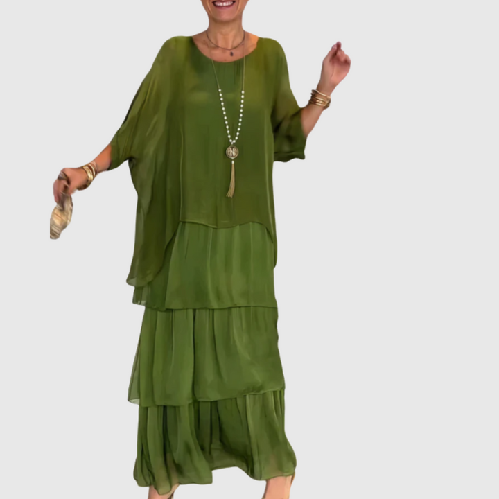 Caroline | Elegantes Maxi-Kleid mit weitem Rundhalsausschnitt