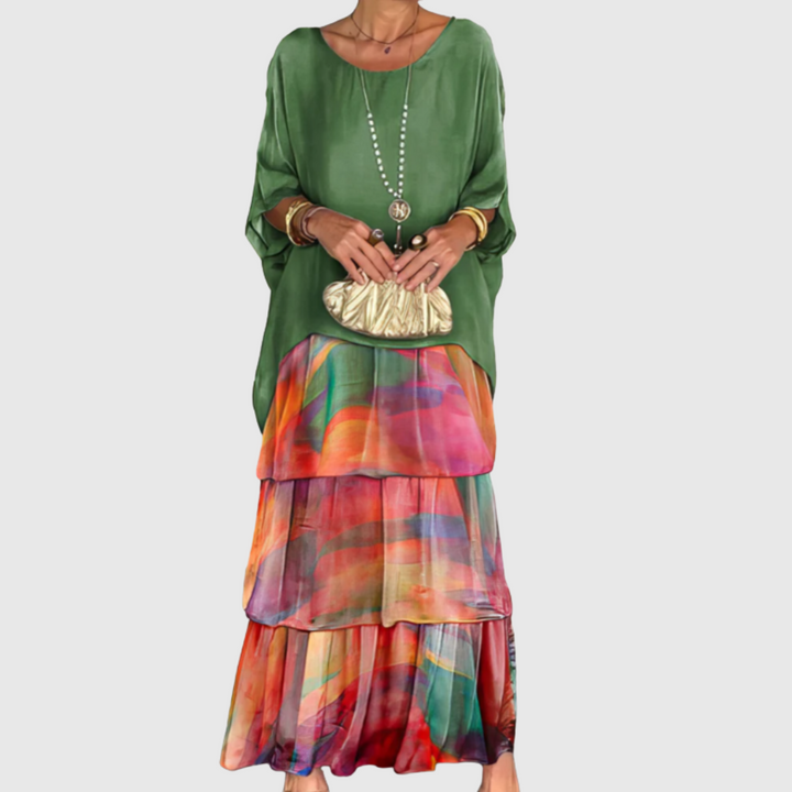 Caroline | Elegantes Maxi-Kleid mit weitem Rundhalsausschnitt