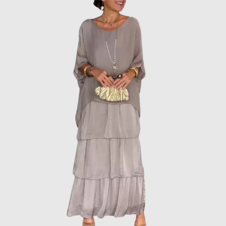 Caroline | Elegantes Maxi-Kleid mit weitem Rundhalsausschnitt