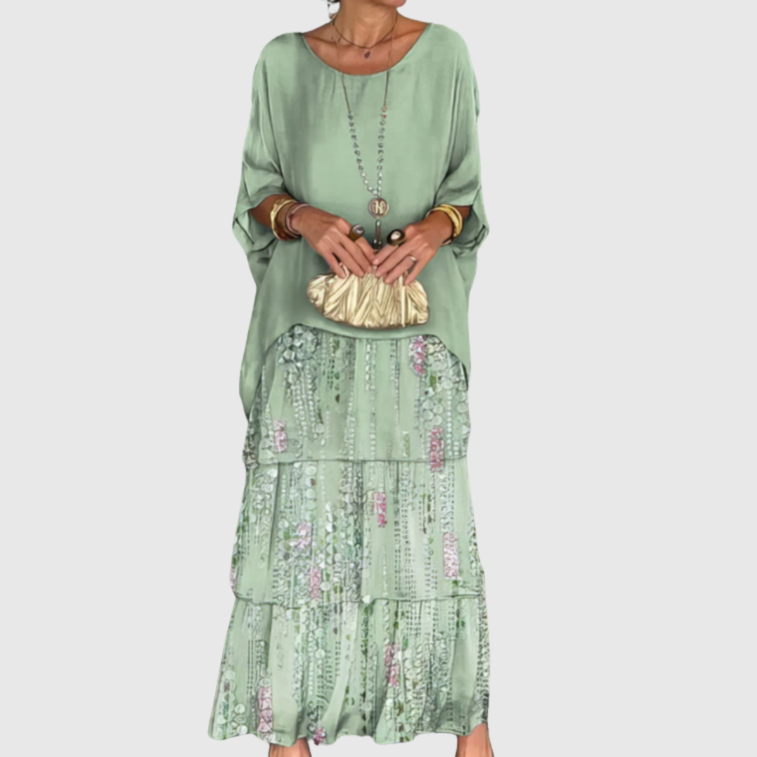 Caroline | Elegantes Maxi-Kleid mit weitem Rundhalsausschnitt