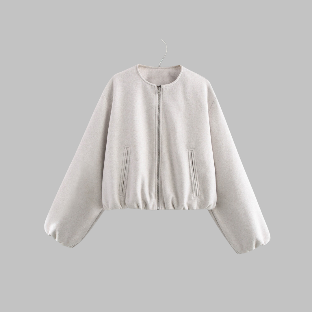 Chic Long Sleeve Zipper Crop Top Jacket