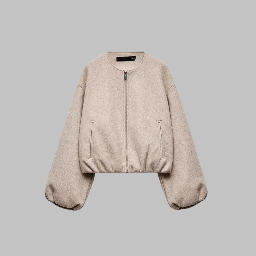 Chic Long Sleeve Zipper Crop Top Jacket