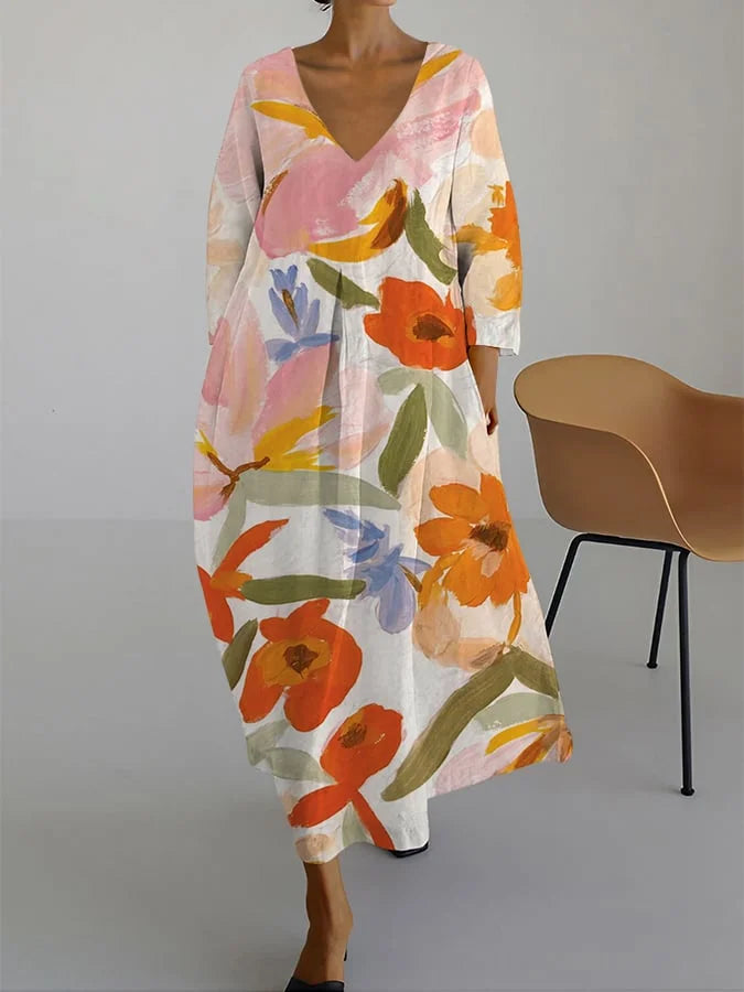 LEA - BLOEMENPRINT V-HALS JURK
