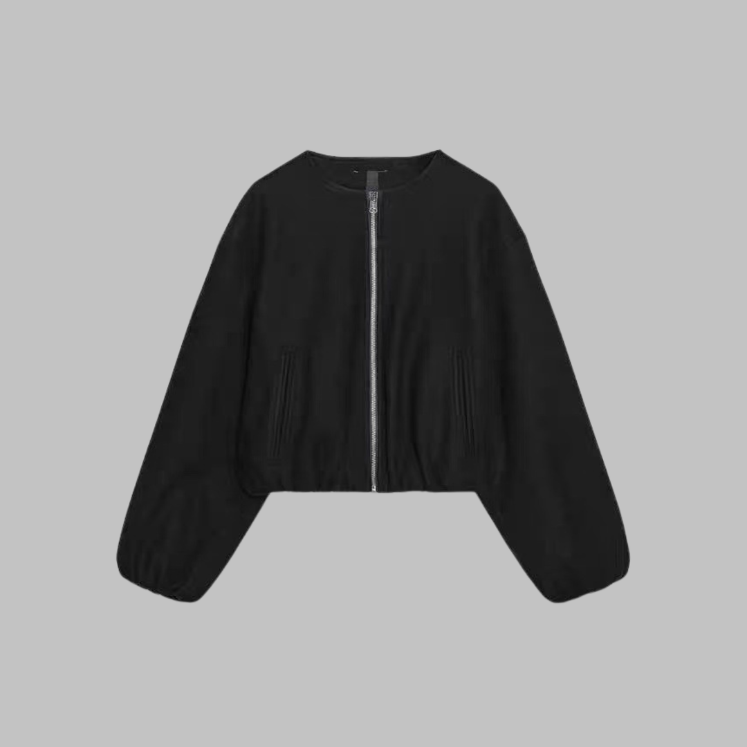 Chic Long Sleeve Zipper Crop Top Jacket