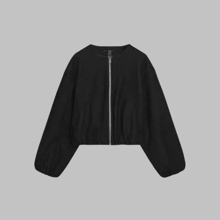 Chic Long Sleeve Zipper Crop Top Jacket