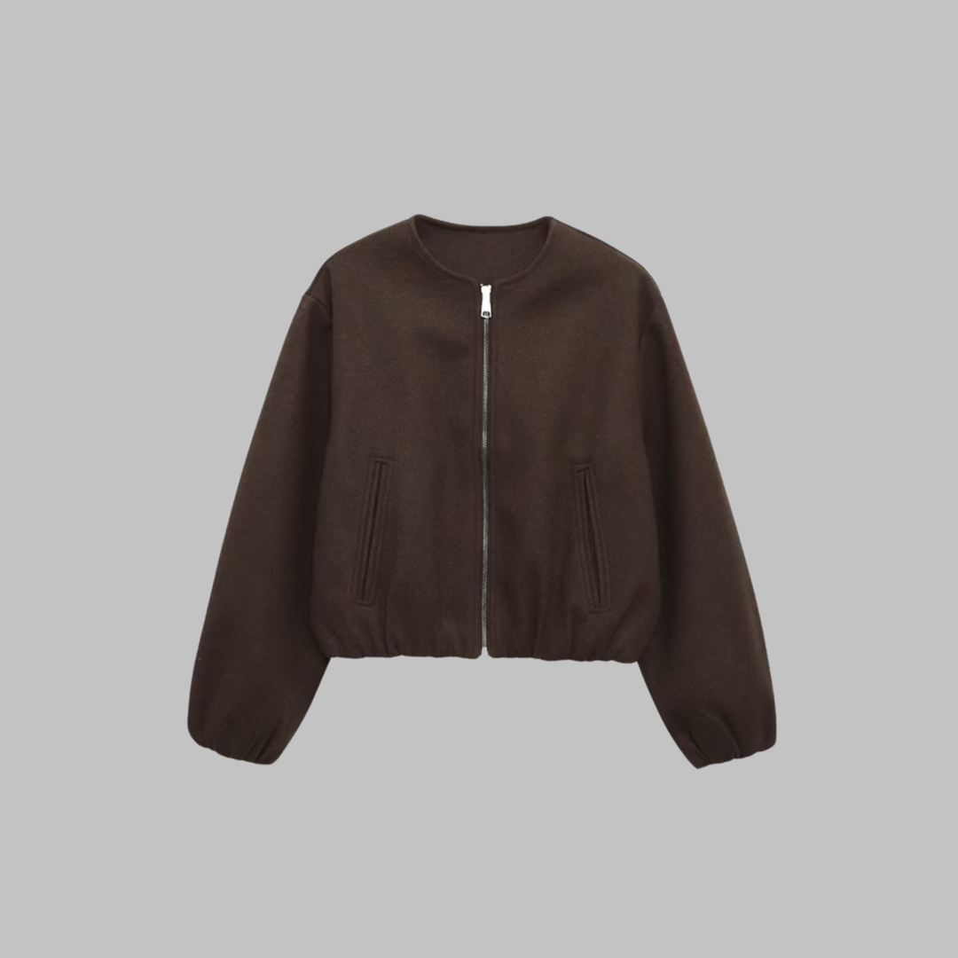 Chic Long Sleeve Zipper Crop Top Jacket