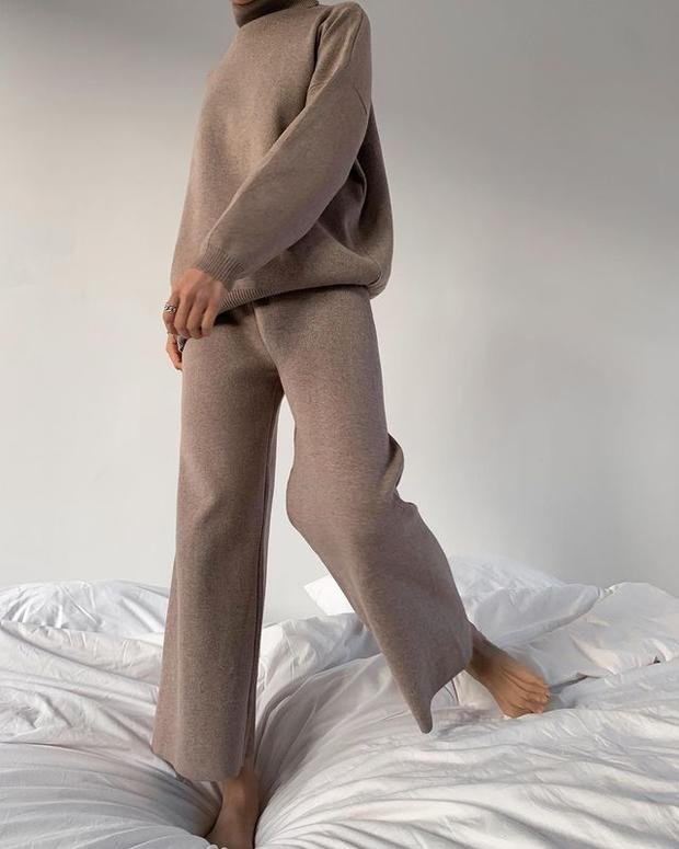 Skylar™ |Knitted solid color loose casual suit