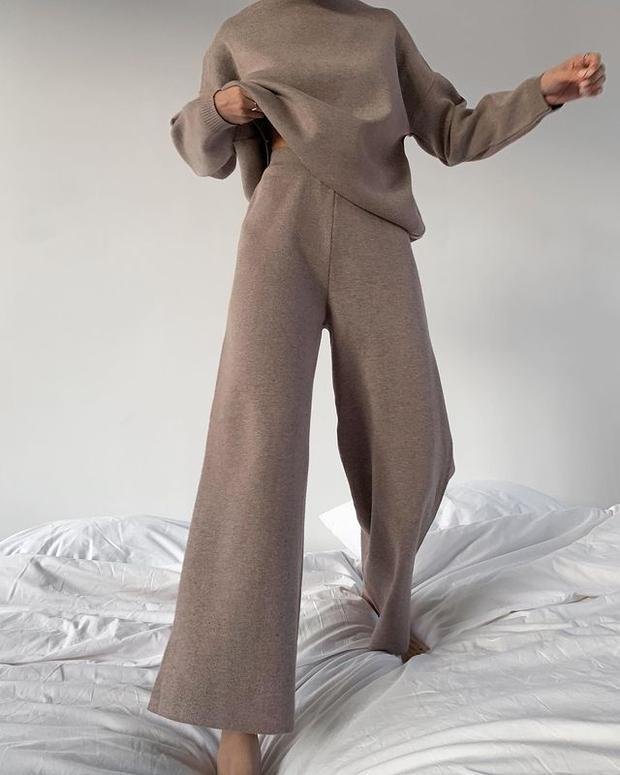 Skylar™ |Knitted solid color loose casual suit