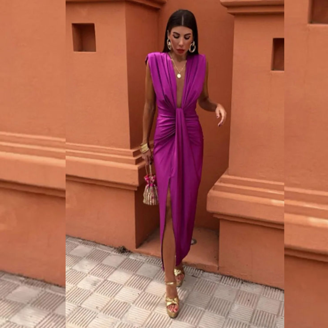 Isabelle – Party Dress with Deep Neckline