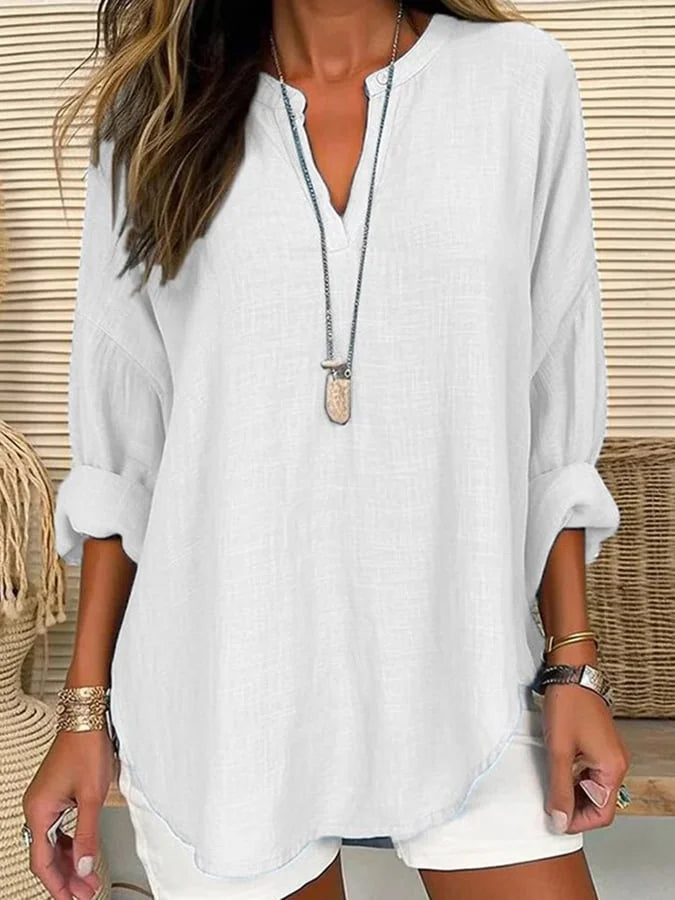Lina – Losvallend strandshirt met lange mouwen