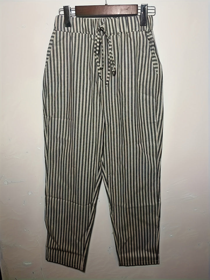 MARLENE™ | Gestreepte Linnen Broek