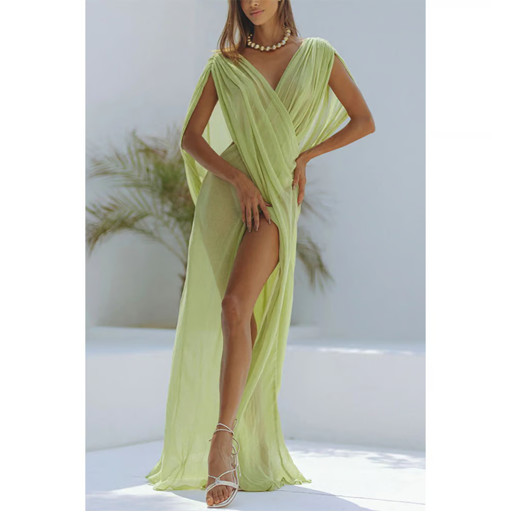Jaya - Sexy, flowing, slightly sheer sleeveless vacation Maxi Dress